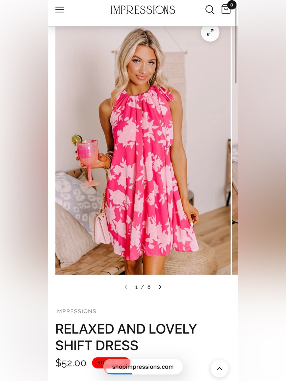 Impressions Relaxed and Lovely Shift Dress Pink
